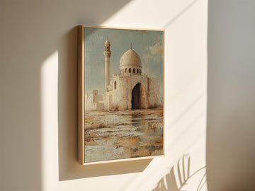 Neutral - Serenity White Mosque - Framed Canvas