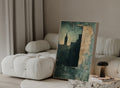 Blue Green - Silent Minaret - Framed Canvas