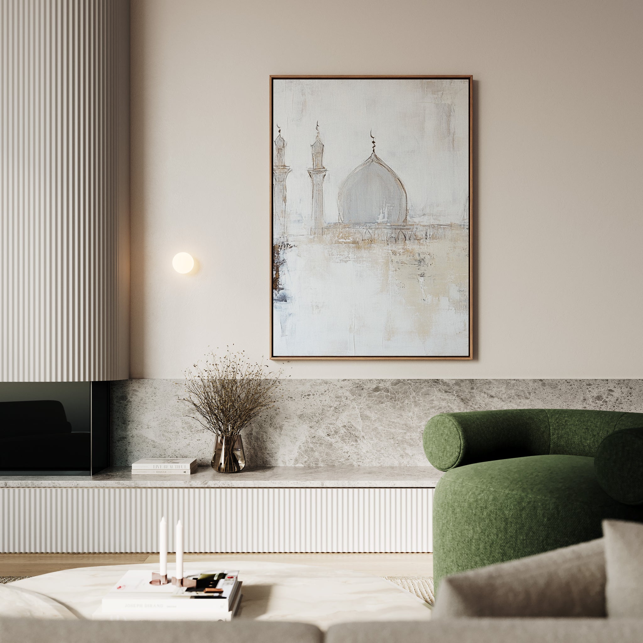 Light Beige Palette – Silent Reverence – Framed Canvas