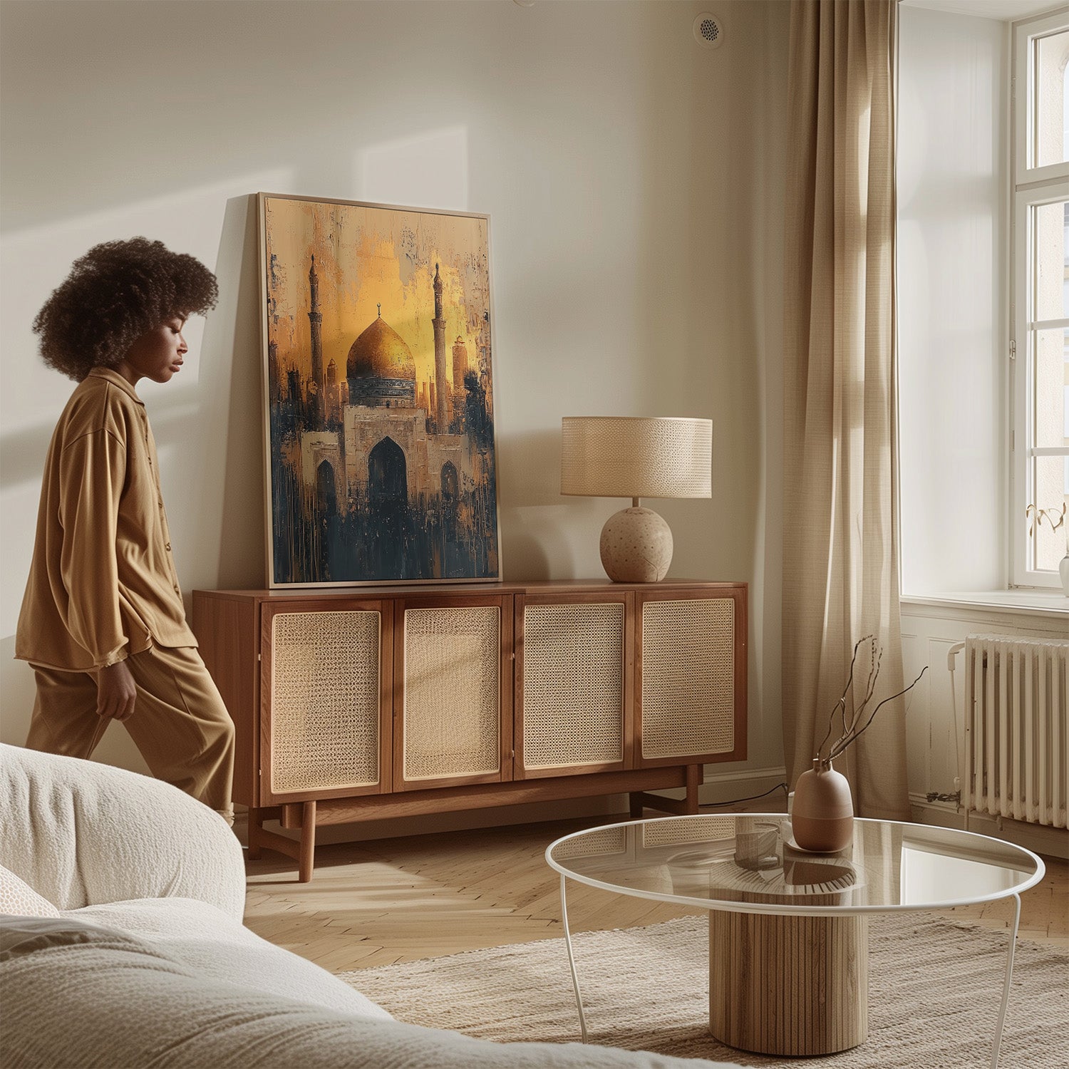 Golden Majesty of the Mosque - Framed Canvas