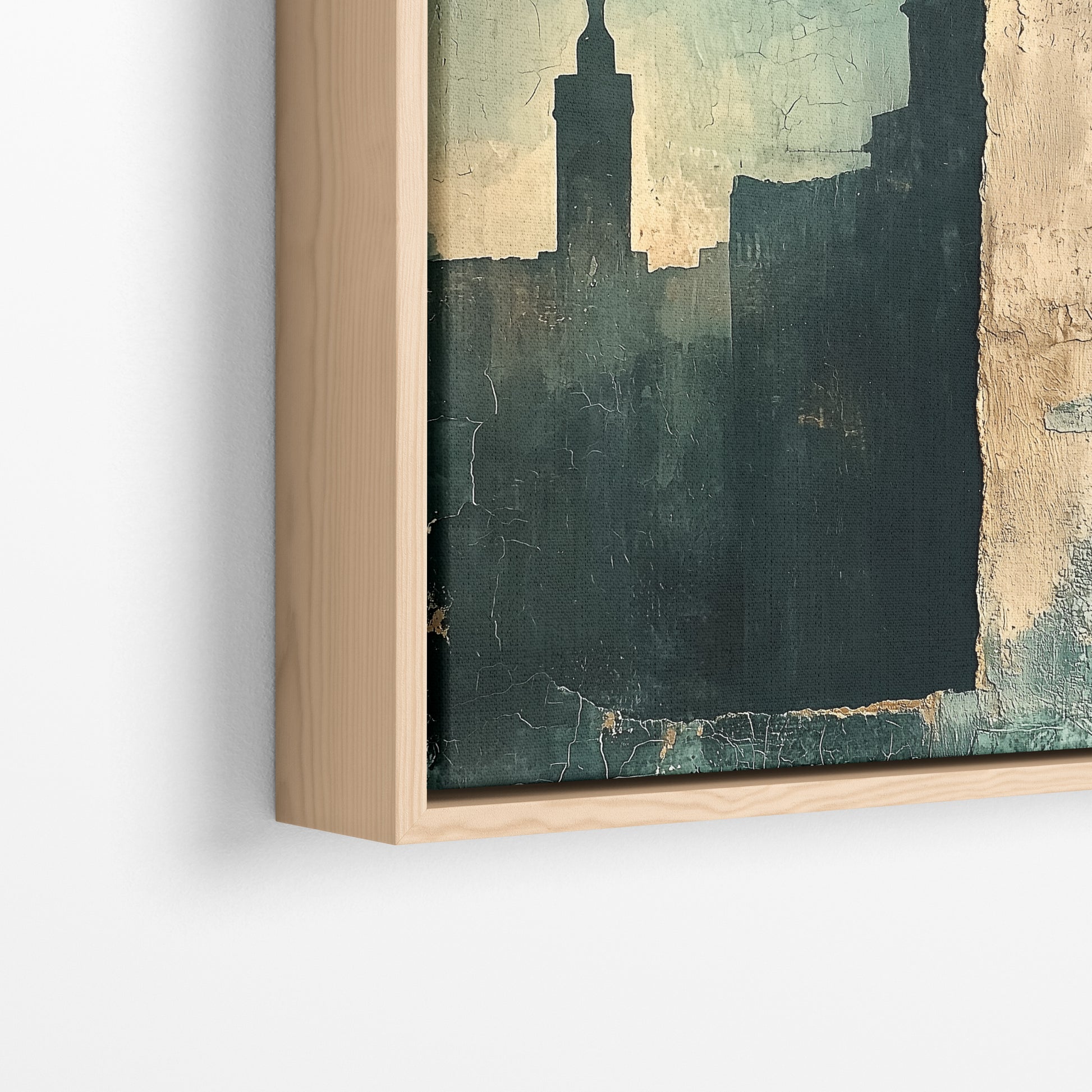 Blue Green - Silent Minaret - Framed Canvas