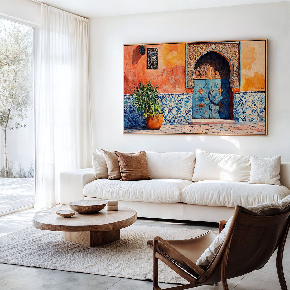 Orange & Blue – Moroccan Doorway – Framed Canvas