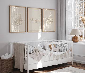 Beige Set of 3 Personalized – Custom Name & Birth Date