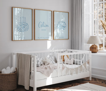 Blue Set of 3 Personalized – Custom Name & Birth Date