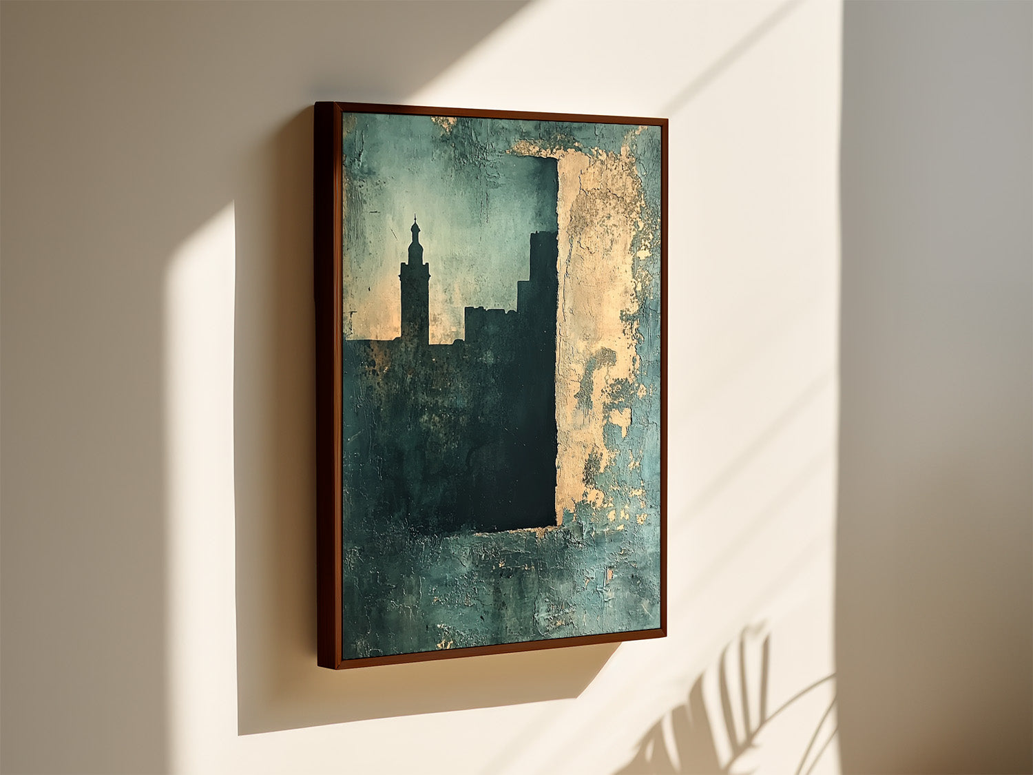 Blue Green - Silent Minaret - Framed Canvas
