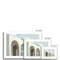 Elegant Mosque Architecture Poster – Premium Quality in Neutral Beige and Light Blue Framed & Mounted Print - Neanour