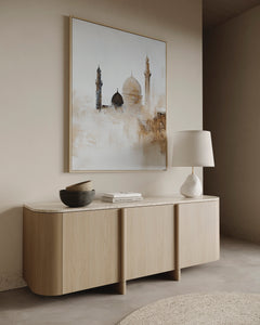 Desert Mirage Islamic Wall Art, Framed Canvas (Earthy Warm Tones)