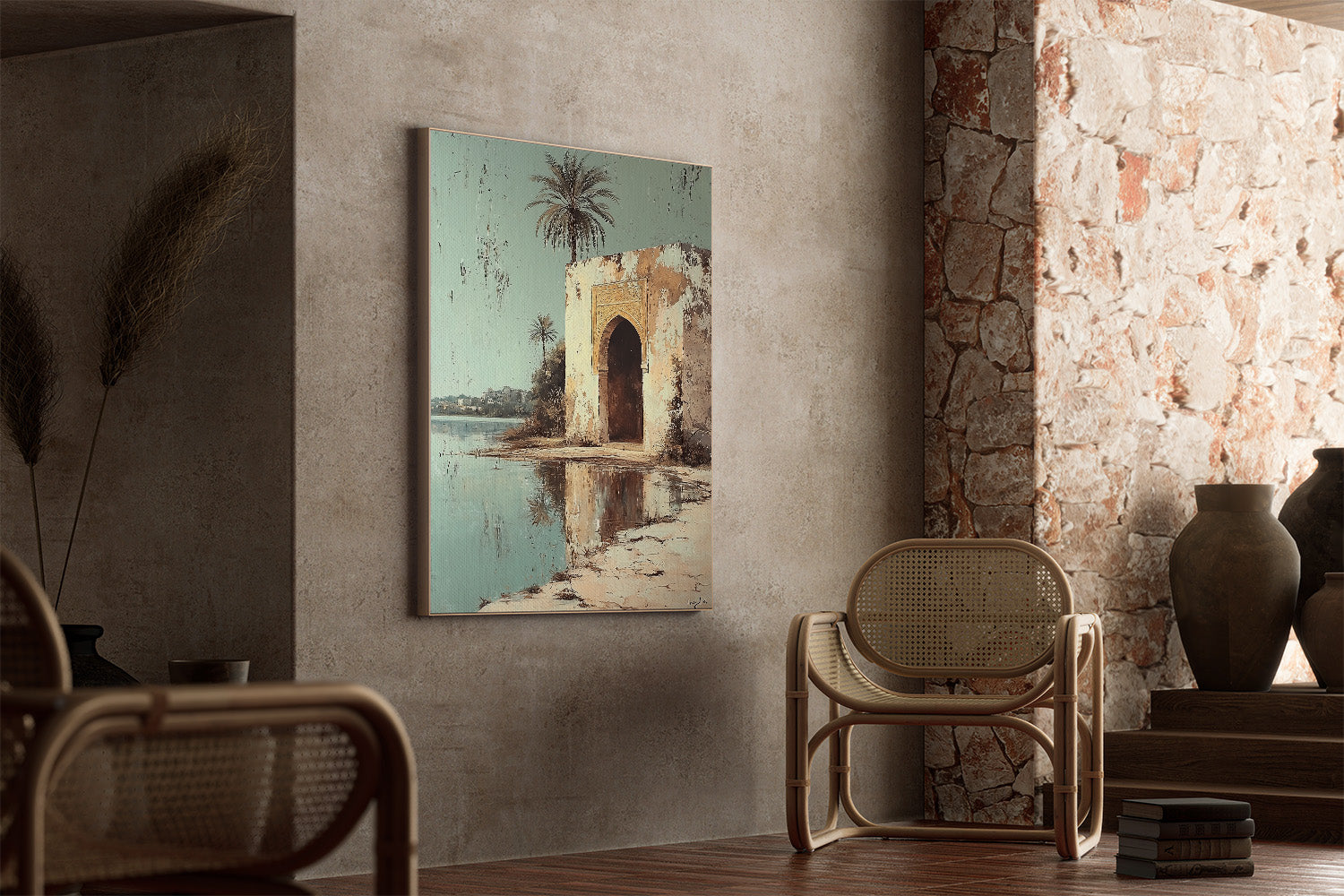 Blue - Serenity by the Oasis - Framed Canvas