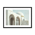 Elegant Mosque Architecture Poster – Premium Quality in Neutral Beige and Light Blue Framed & Mounted Print - Neanour