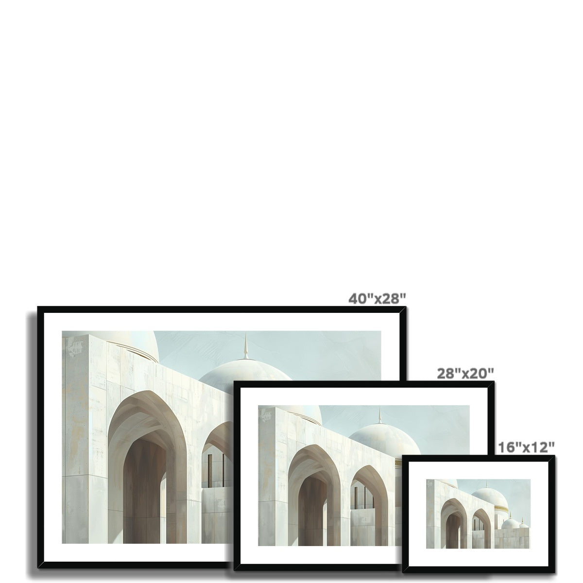 Elegant Mosque Architecture Poster – Premium Quality in Neutral Beige and Light Blue Framed & Mounted Print - Neanour