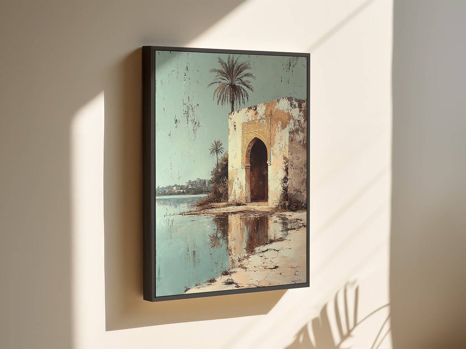 Blue - Serenity by the Oasis - Framed Canvas