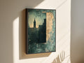 Blue Green - Silent Minaret - Framed Canvas