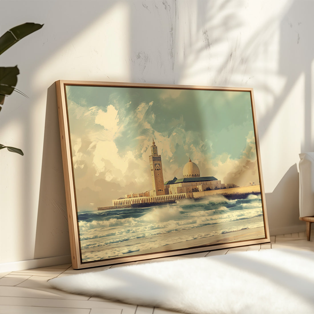 Hassan II Mosque in Casablanca – Framed Canvas