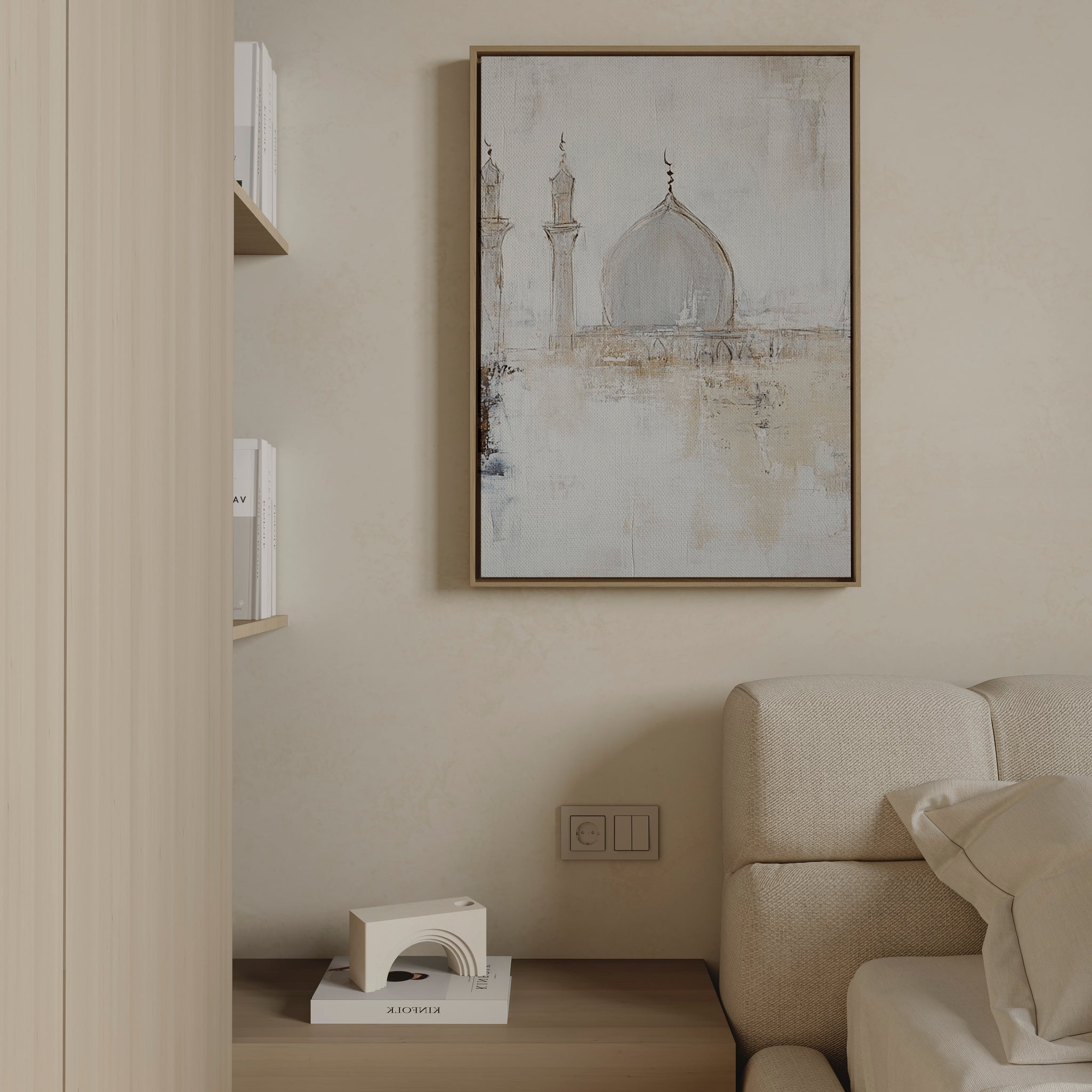 Light Beige Palette – Silent Reverence – Framed Canvas