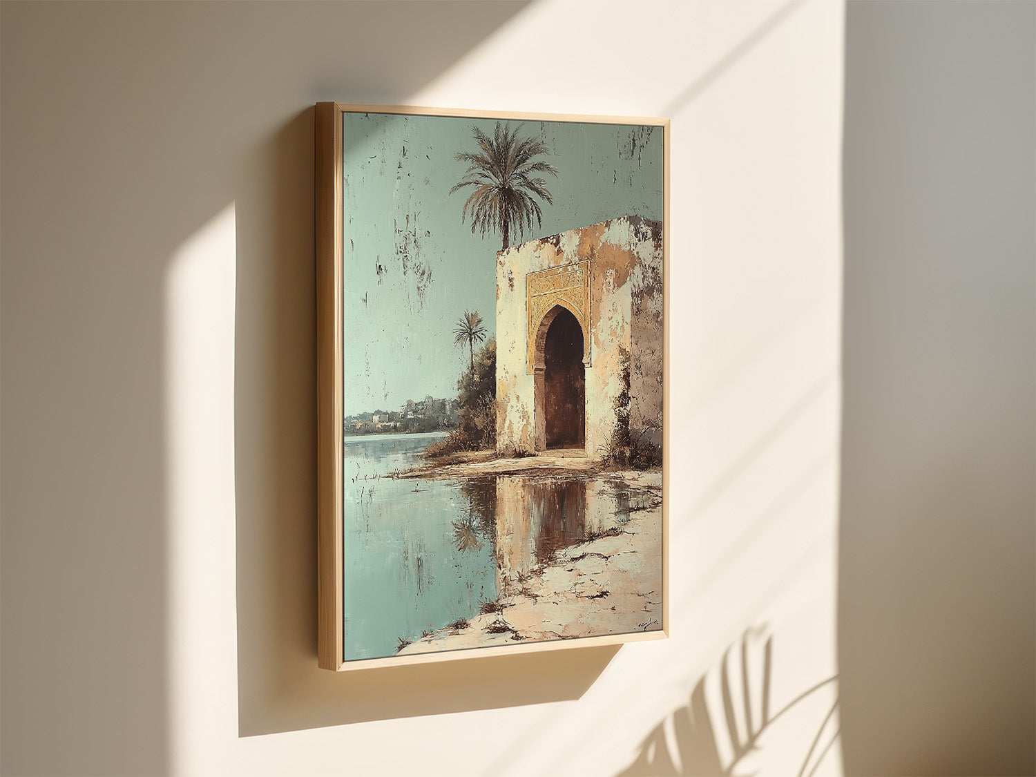 Blue - Serenity by the Oasis - Framed Canvas