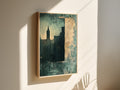 Blue Green - Silent Minaret - Framed Canvas