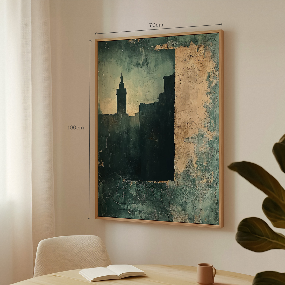 Blue Green - Silent Minaret - Framed Canvas