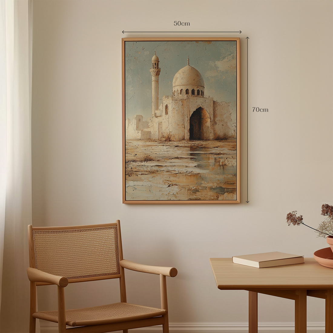 Neutral - Serenity White Mosque - Framed Canvas