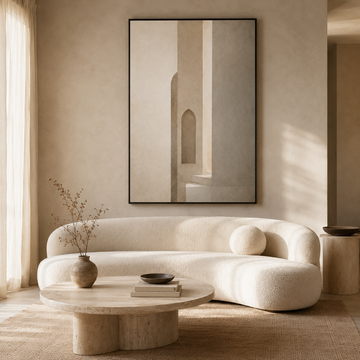 Light Between Walls Islamic Wall Art, Framed Canvas (Warm Neutral Tones)