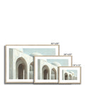 Elegant Mosque Architecture Poster – Premium Quality in Neutral Beige and Light Blue Framed & Mounted Print - Neanour