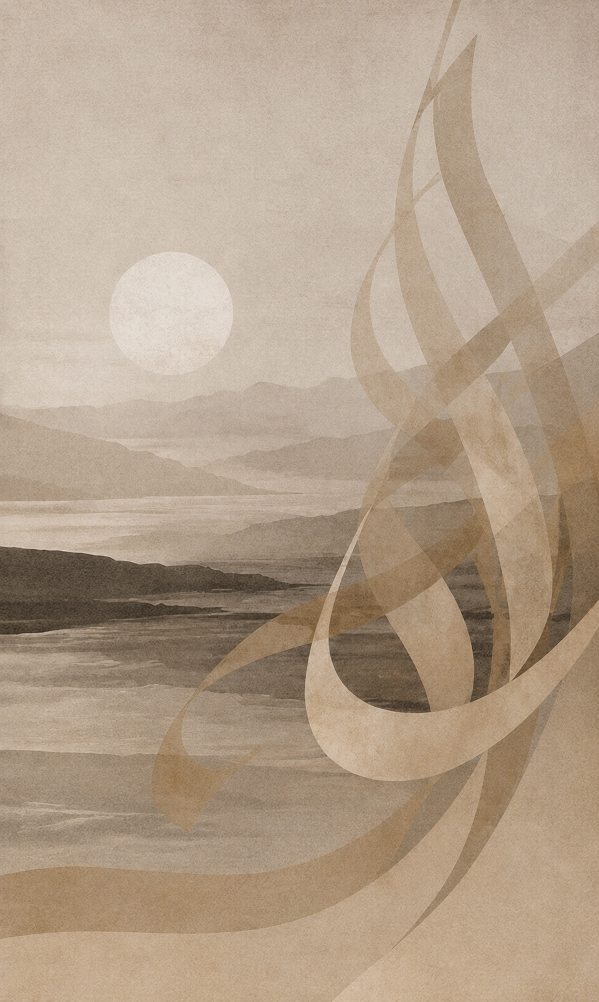 Stillness of Dawn original Neanour artwork in warm neutral tones