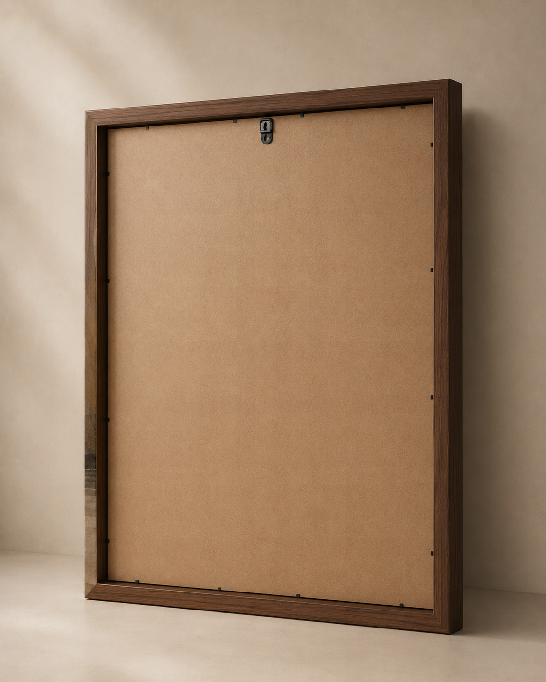 Back of the Stillness of Dawn framed canvas showing the neat finish and small hanging hook